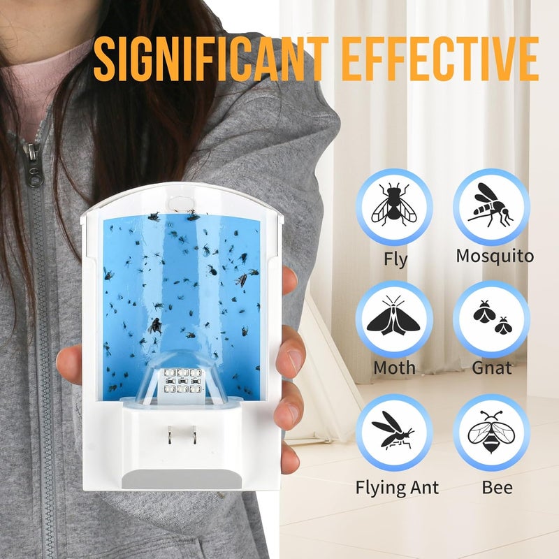osvdo Flying Insect Trap, Indoor Plug-in Fly Trap for Home, Mosquito Killer Indoor Gnat Moth Catcher with Night UV Light, Mosquito Attractant Fly Bug Zapper for Home, Office (10 x Refills) - Image 2